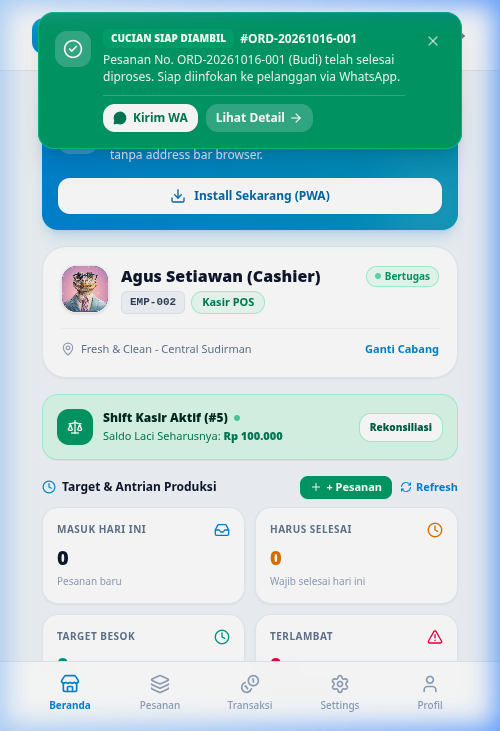 Tangkapan Layar Asli OPX Mobile POS